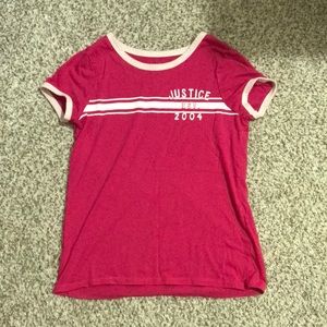 pink and white justice shirt